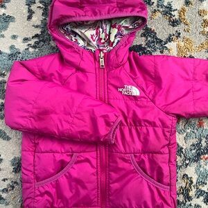 The North Face Toddler Girls Pink Hooded Reversible Jacket